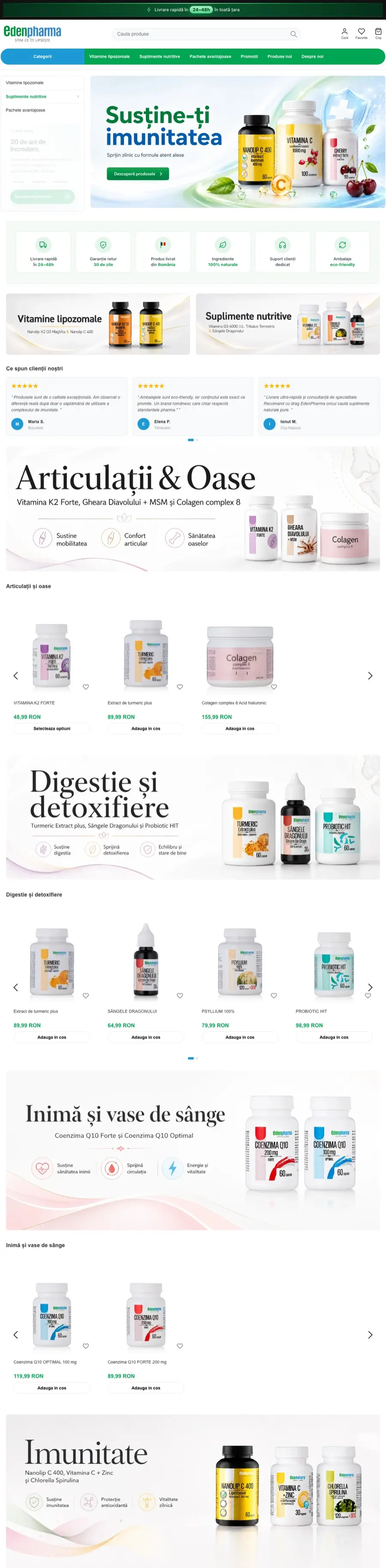 Desktop view of edenpharmashop.ro