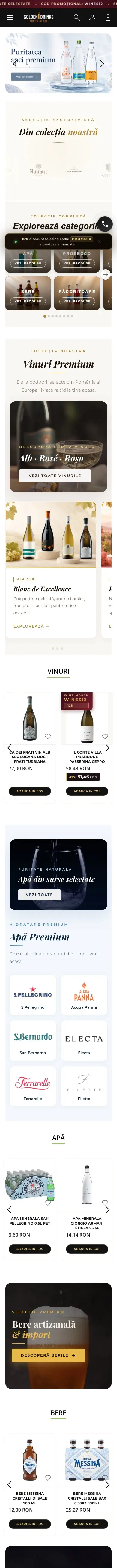 Mobile view of goldendrinks.ro