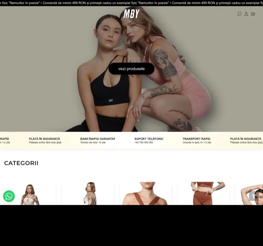 Desktop view of mbywear.ro