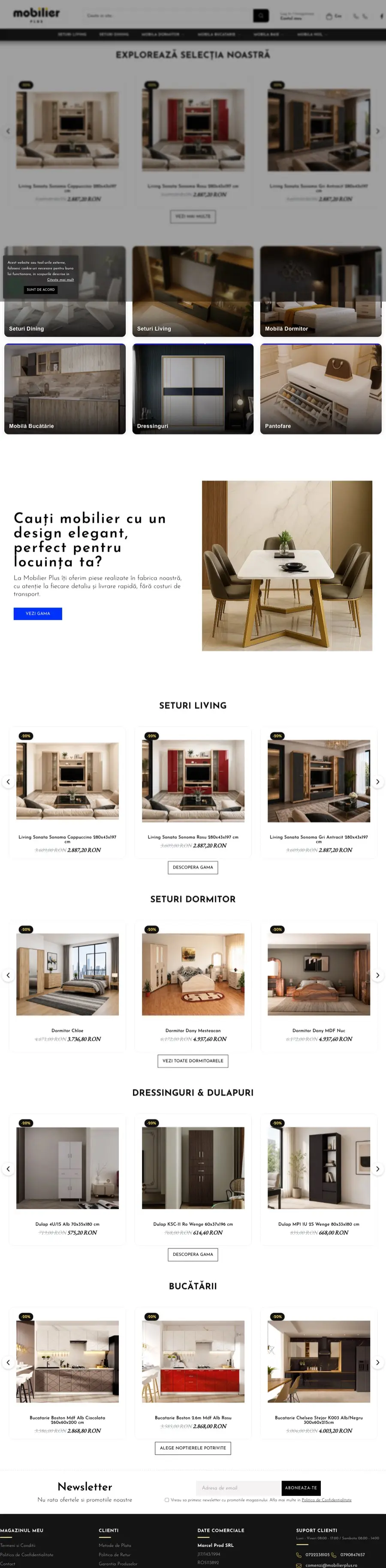 Desktop view of mobilierplus.ro