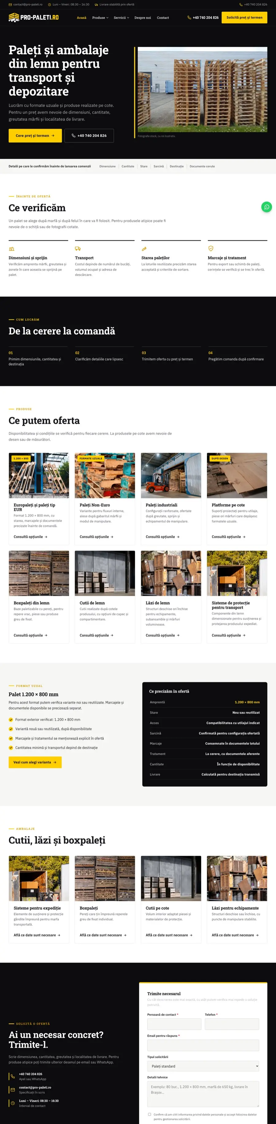 Desktop view of pro-paleti.ro