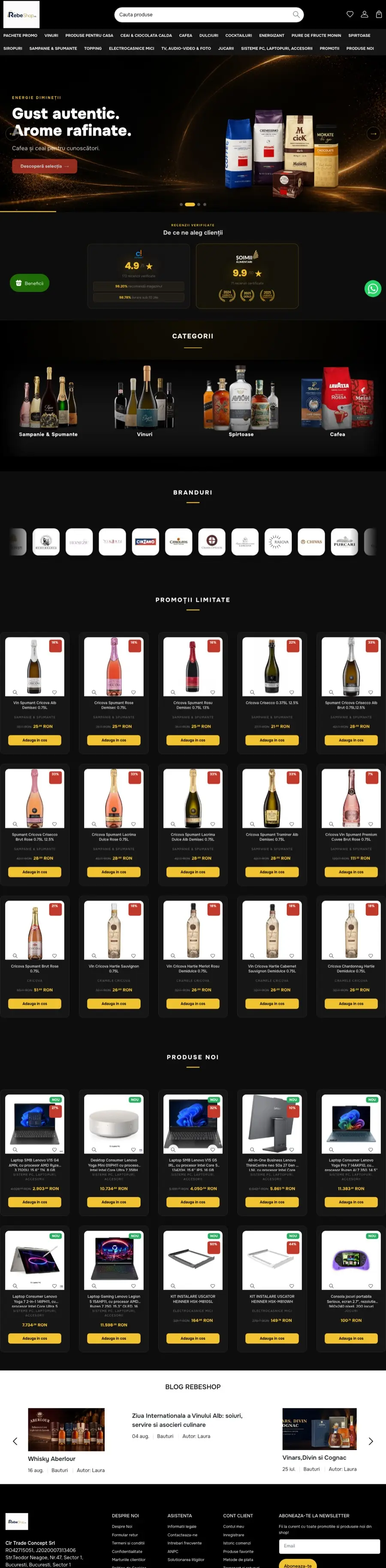 Desktop view of rebeshop.ro