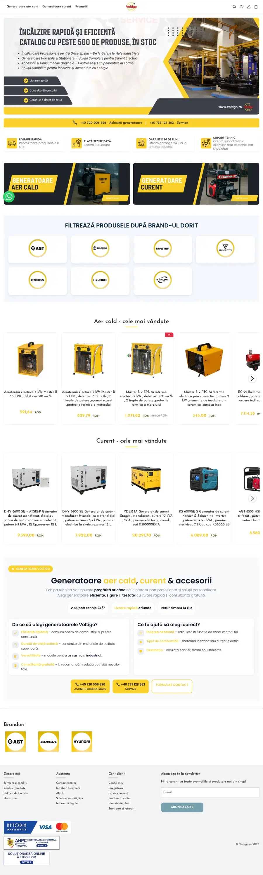 Desktop view of voltigo.ro